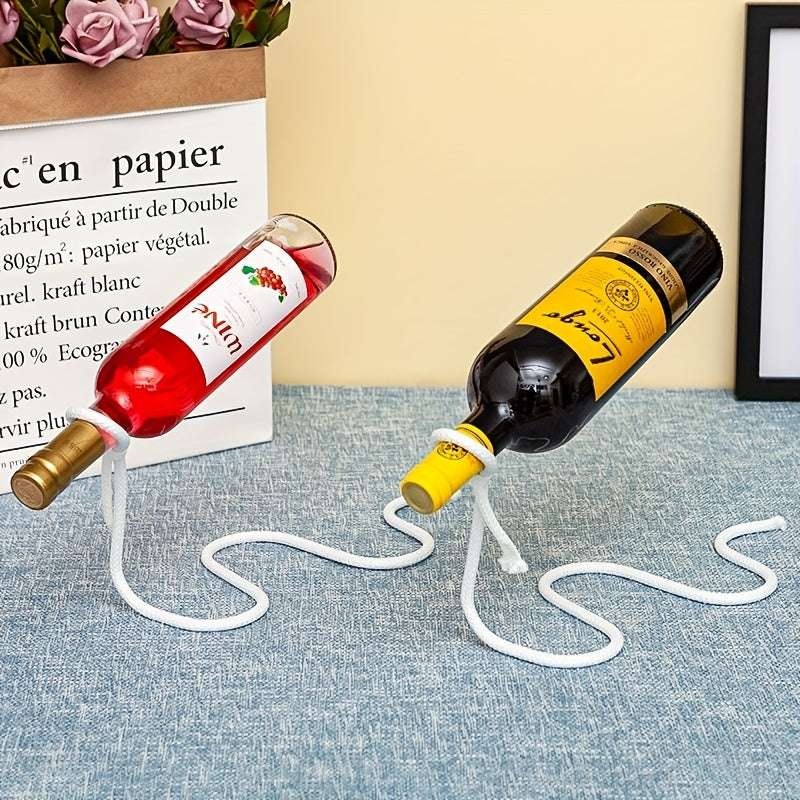 1 Pc Elegant White European-Style Wine Rack – Creative Magic Floating Design with Iron Wire, Perfect for Display & Storage, Grape, Wine Cabinet