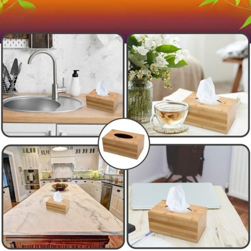 Wooden Rectangular Tissue Box