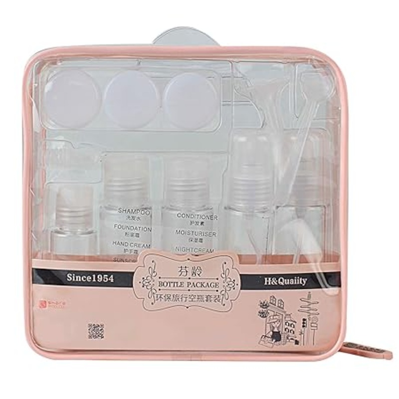 11 Pcs Travel Toiletry Kit  Multipurpose Pouch (Peach)