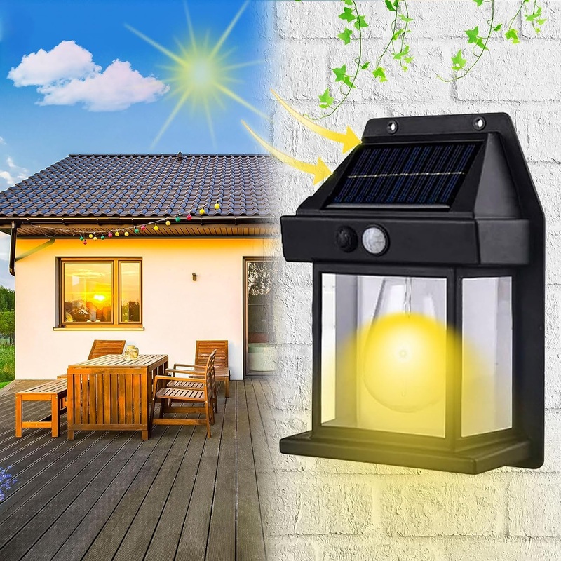 Wireless Motion Sensor Solar Wall Sconce Waterproof Wall Lantern – LED Exterior Wall Lights for Outdoor Porch, Fence, Courtyard