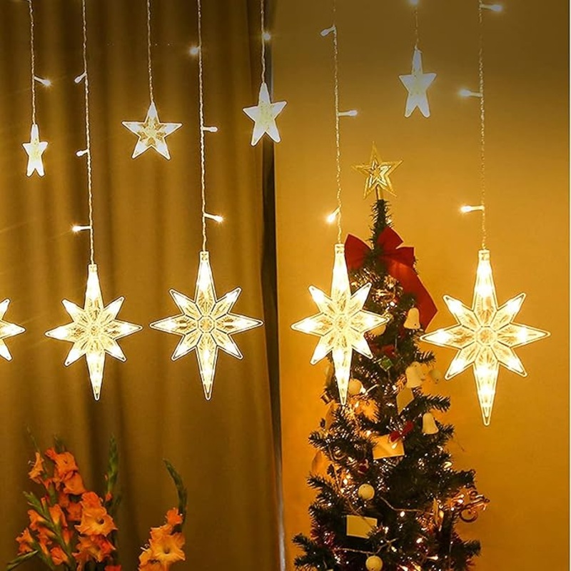 12 LED Polaris Curtain String Lights – Star Christmas Decoration Lights