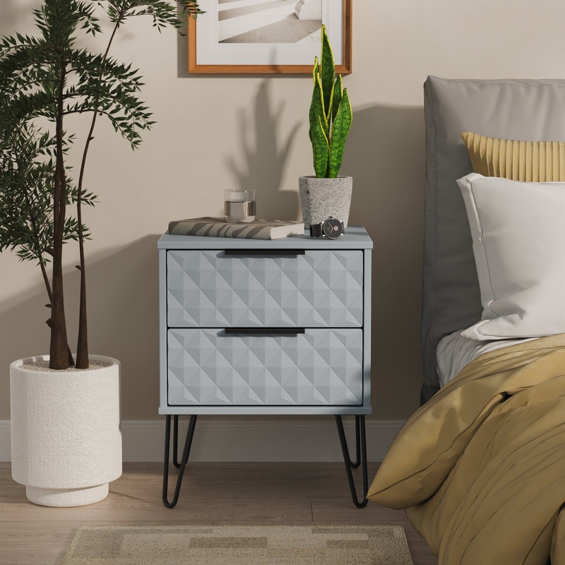 Harlequin Bedside Table Light Blue 2 Drawers 60cm