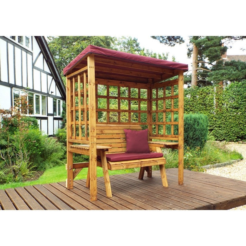 Wentworth Garden Arbour by Charles Taylor – 2 Seats Burgundy Cushions
