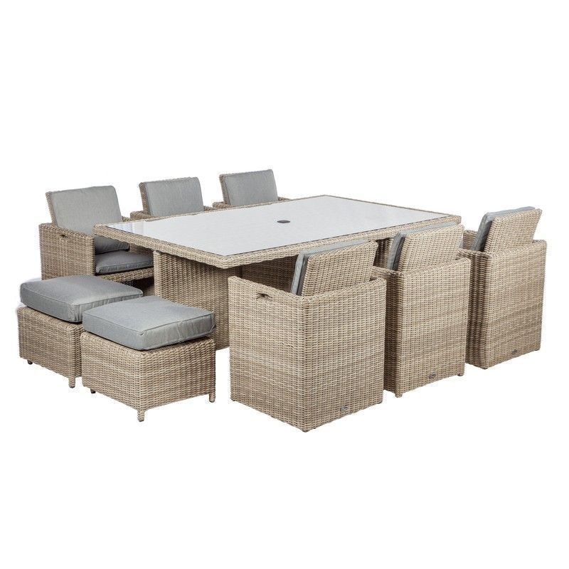 Wentworth Rattan Garden Patio Dining Set by Royalcraft – 10 Seats Grey Cushions