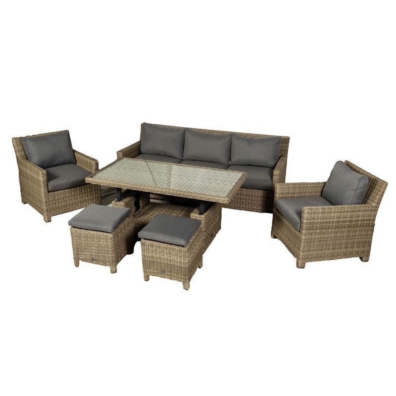 Wentworth Rattan Garden Patio Dining Set by Royalcraft – 5 Seats Grey Cushions