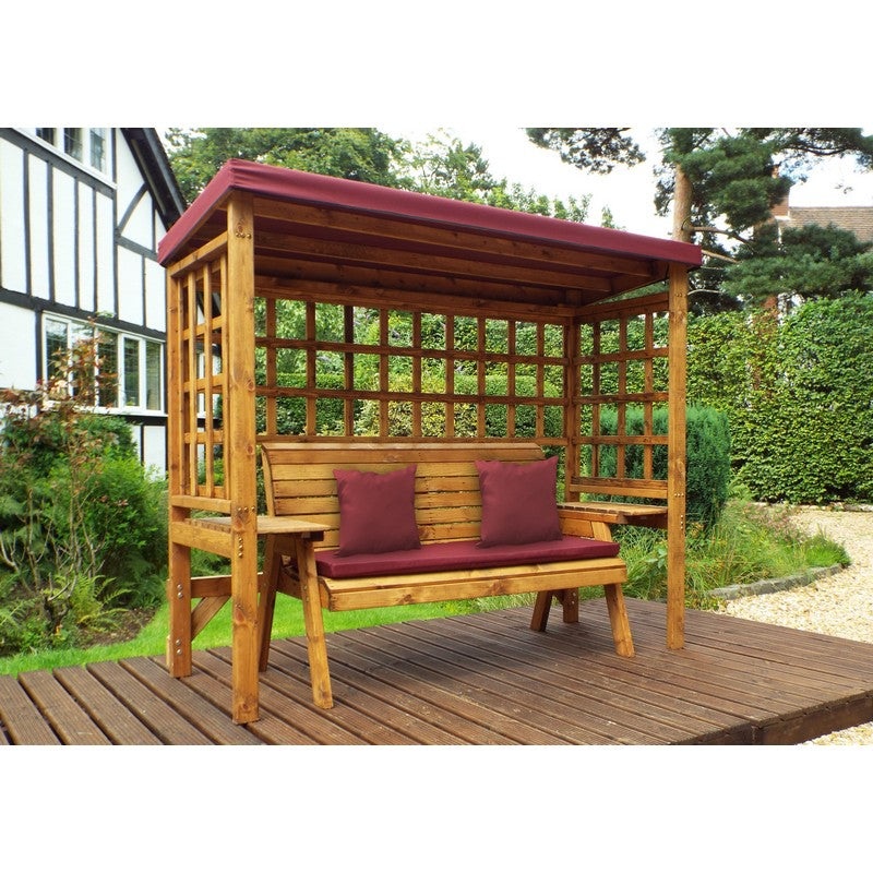 Wentworth Garden Arbour by Charles Taylor – 3 Seats Burgundy Cushions