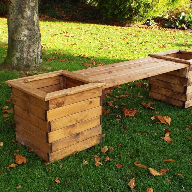 Scandinavian Redwood Garden Planter Bench by Charles Taylor – 2 Seats