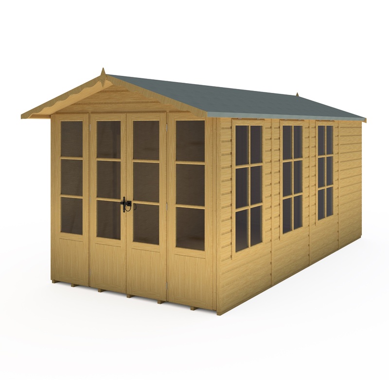 Shire Westminister 7′ 1 x 14′ 3 Apex Summerhouse – Premium 12mm Cladding Shiplap