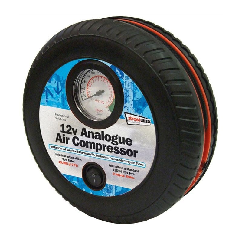 Streetwize 12v Air Compressor – Tyre Shape with Gauge