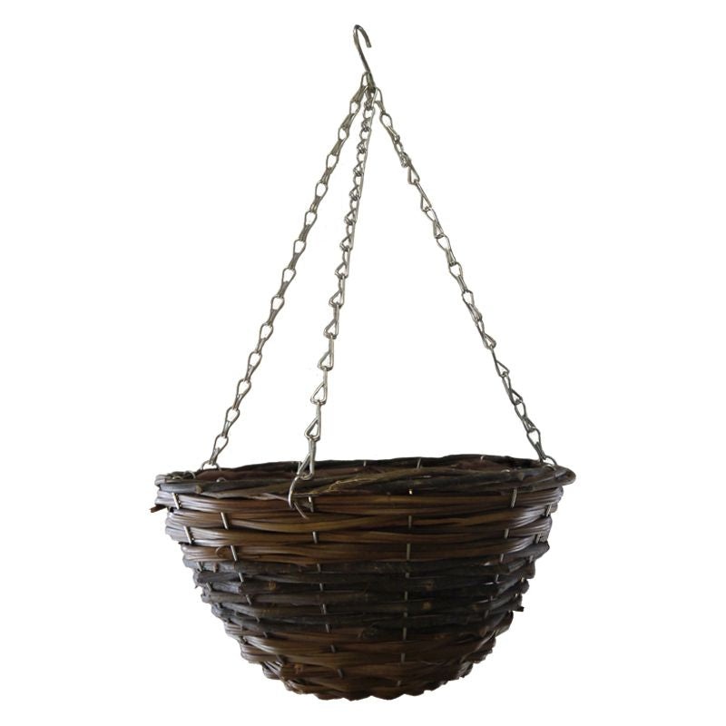 12 Inch African Hanging Basket – Two Tone Rattan Design