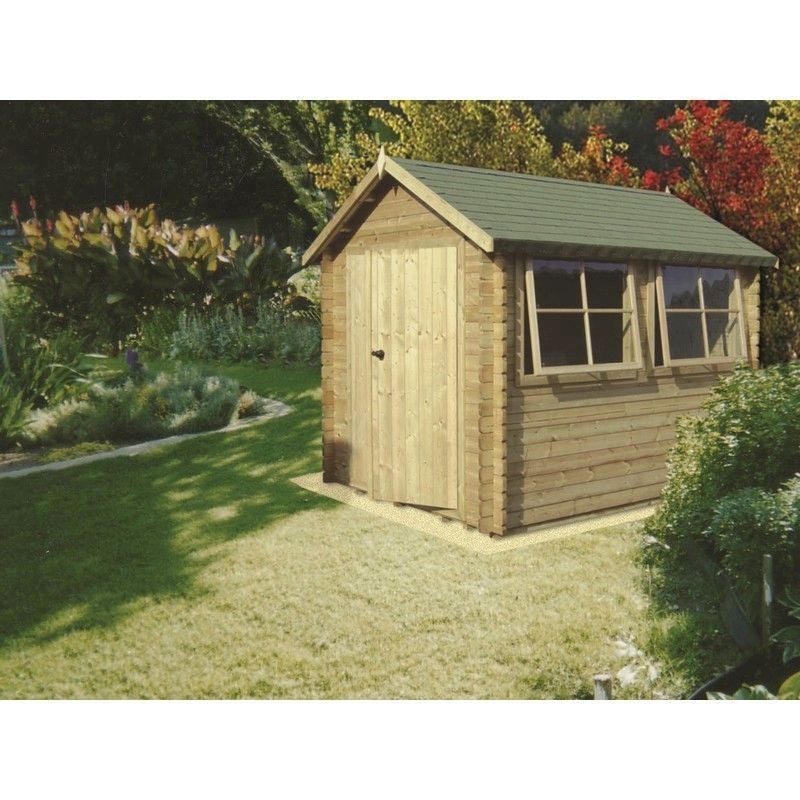 Shire Solway 7′ 10 x 11′ 9 Apex Log Cabin – Premium 34mm Cladding Tongue & Groove