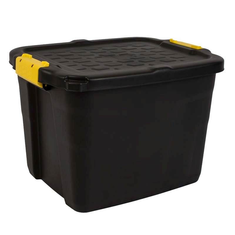 Plastic Storage Box 42 Litres – Black Heavy Duty by Strata