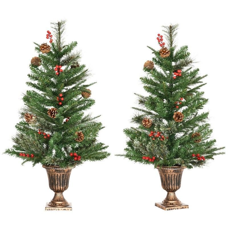 2x 3 Foot Berries & Cones Christmas Tree Artificial – Ornament 110 Tips