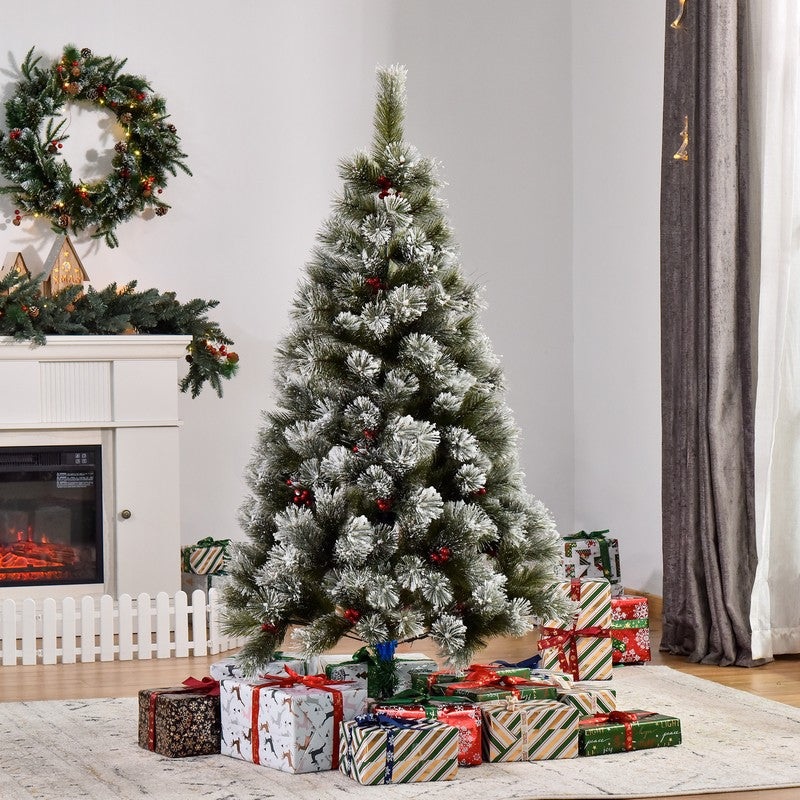 5 Foot Christmas Tree Artificial – White Frosted Green 184 Tips