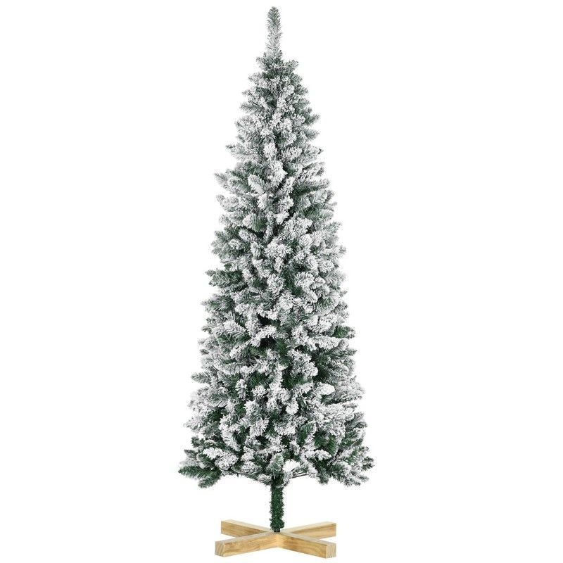 6 Foot Christmas Tree Artificial – White Frosted Green 630 Tips