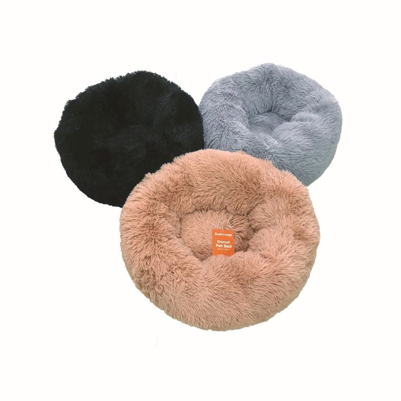 70×26 Grey Fluffy Donut Pet Bed