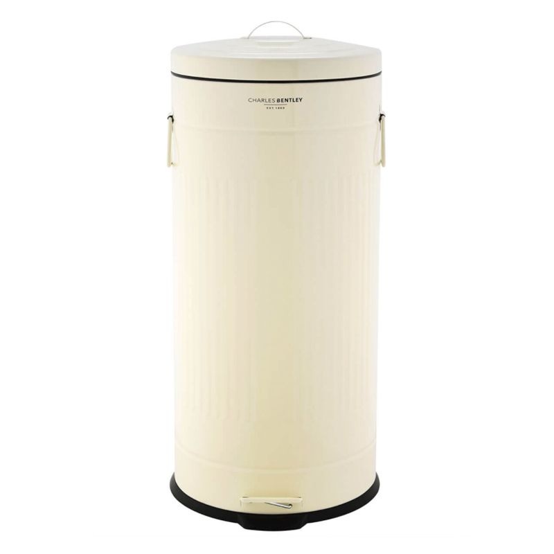 Wensum 30L Retro Steel Waste Rubbish Kitchen Pedal Bin – Cream