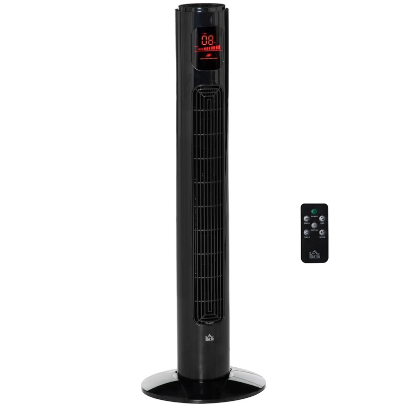 12 Oscillating Three Speed Tower Fan With Timer Black