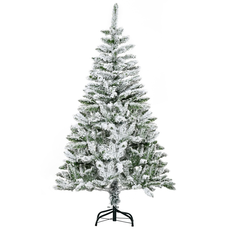 5′ Snow Flocked Artificial Christmas Tree Xmas Pine Tree with Realistic Branches