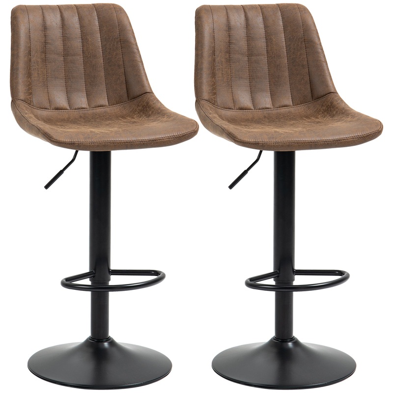 Adjustable Bar Stools Set of 2 Counter Height Barstools Dining Chairs 360 Swivel with Footrest for Home Pub