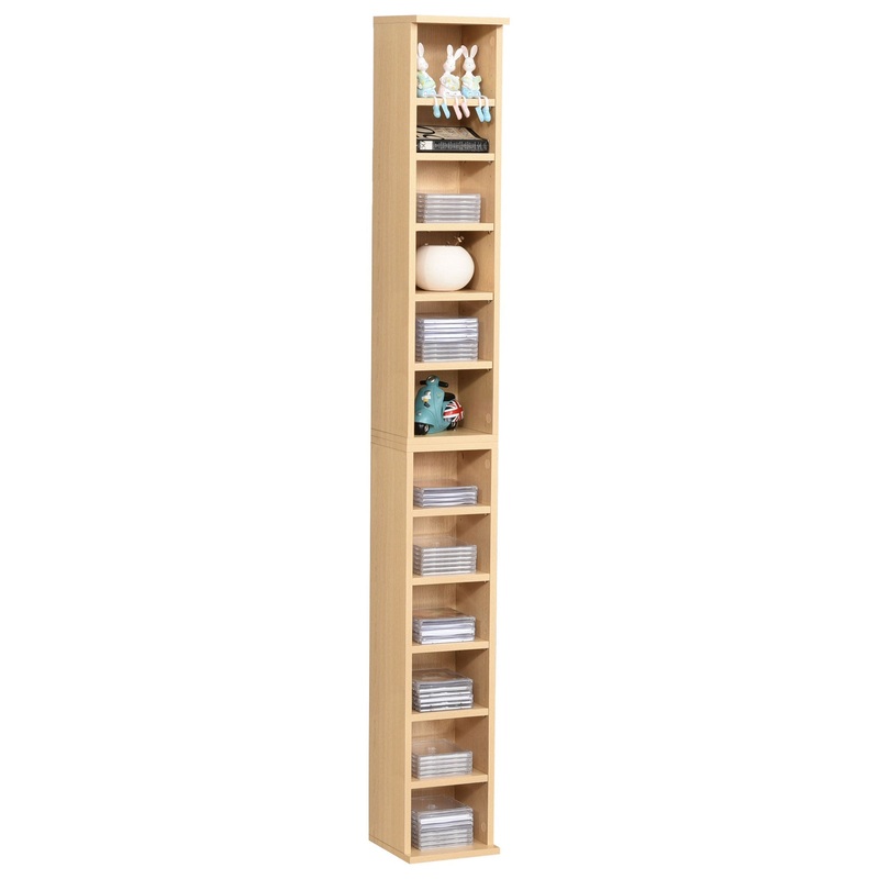 12-Shelf Tall Media Storage Unit – Wood-Effect