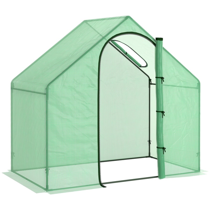 3.4×5.9ft Walk-In Greenhouse Outdoor Garden Plant Shelter w/ Steel Frame Window