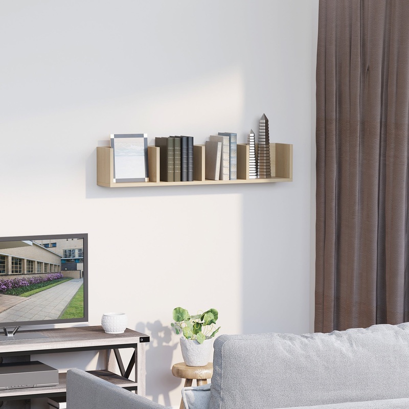 95cm Four-Compartment Wall Shelf – Brown
