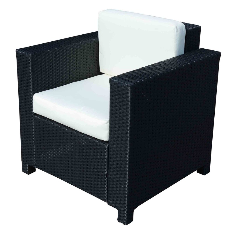 1 Seater Rattan Garden All-Weather Wicker Weave Single Sofa Armchair with Fire Resistant Cushion – Black