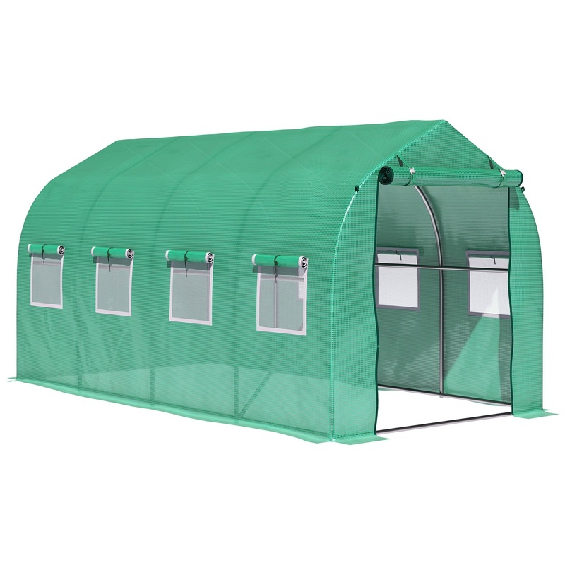 4×2 m Polytunnel Walk-in Greenhouse-Green