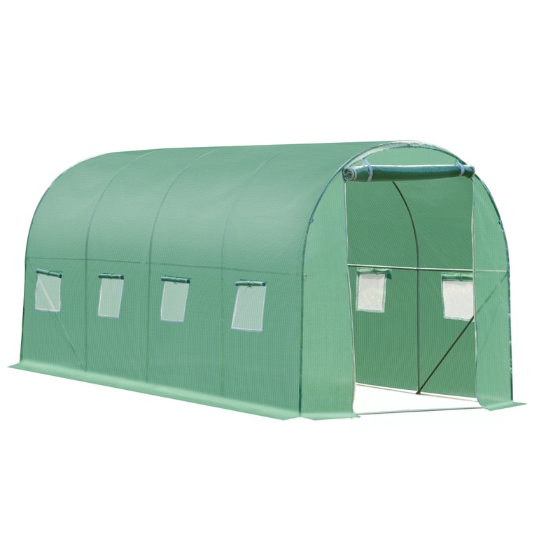 4×2 m Polytunnel Walk-in Greenhouse with Zip Door and Windows