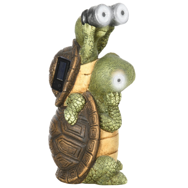 Vivid 2 Tortoises GardenStatue with Solar LED Light