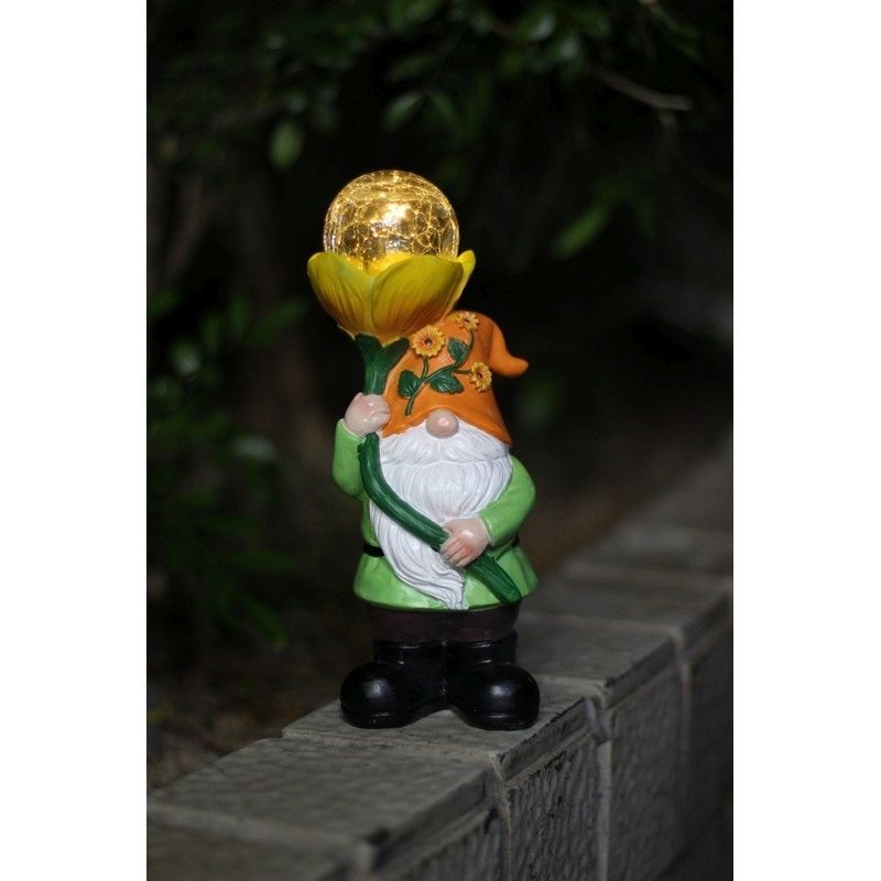 Yellow Gnome Solar Garden Light Ornament Decoration 3 Warm White LED – 24cm by Bright Garden