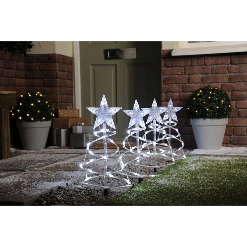 Set of 4 Spiral Pathfinder Trees – White