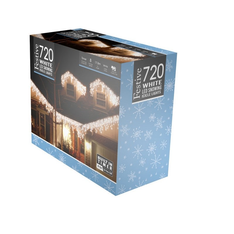 String Icicle Christmas Lights Multifunction White Outdoor 720 LED – 17.8m