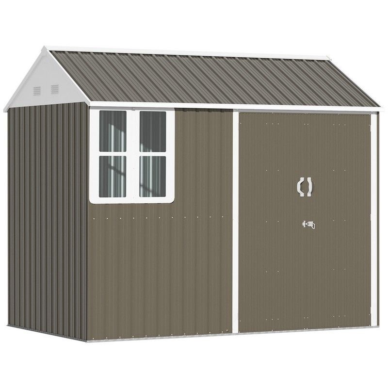 Barn 8 x 6′ Double Door Reverse Apex Garden Shed With Window & Air Vents Steel Grey by Steadfast