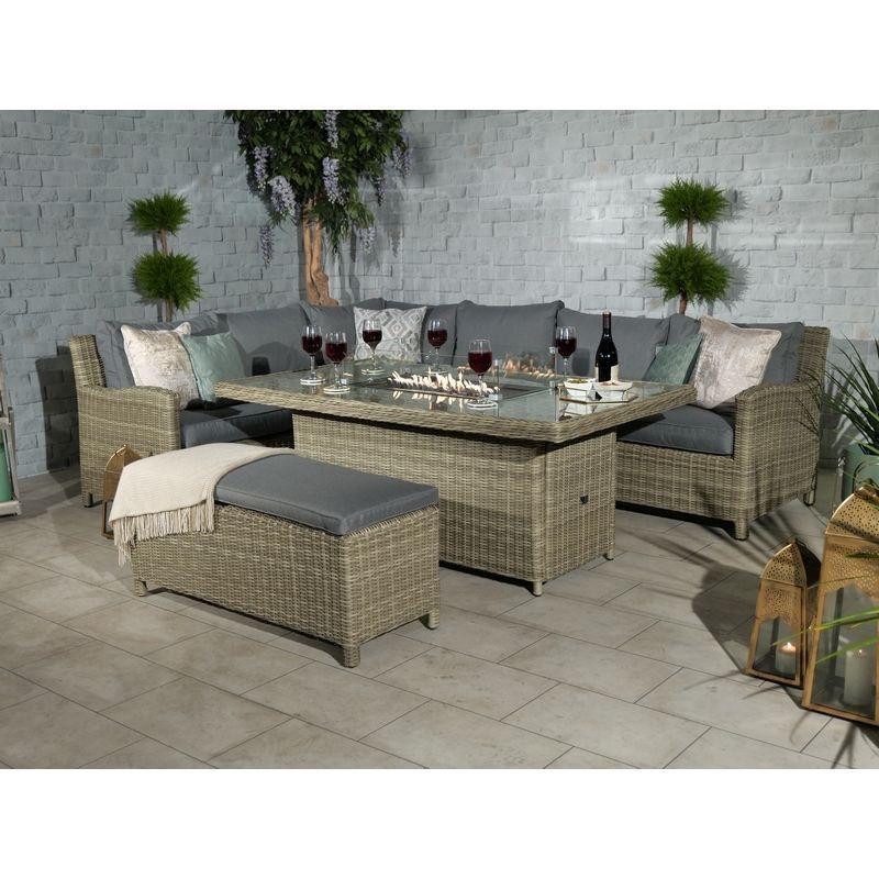 Wentworth Rattan Garden Corner Sofa by Royalcraft – 8 Seats Grey Cushions