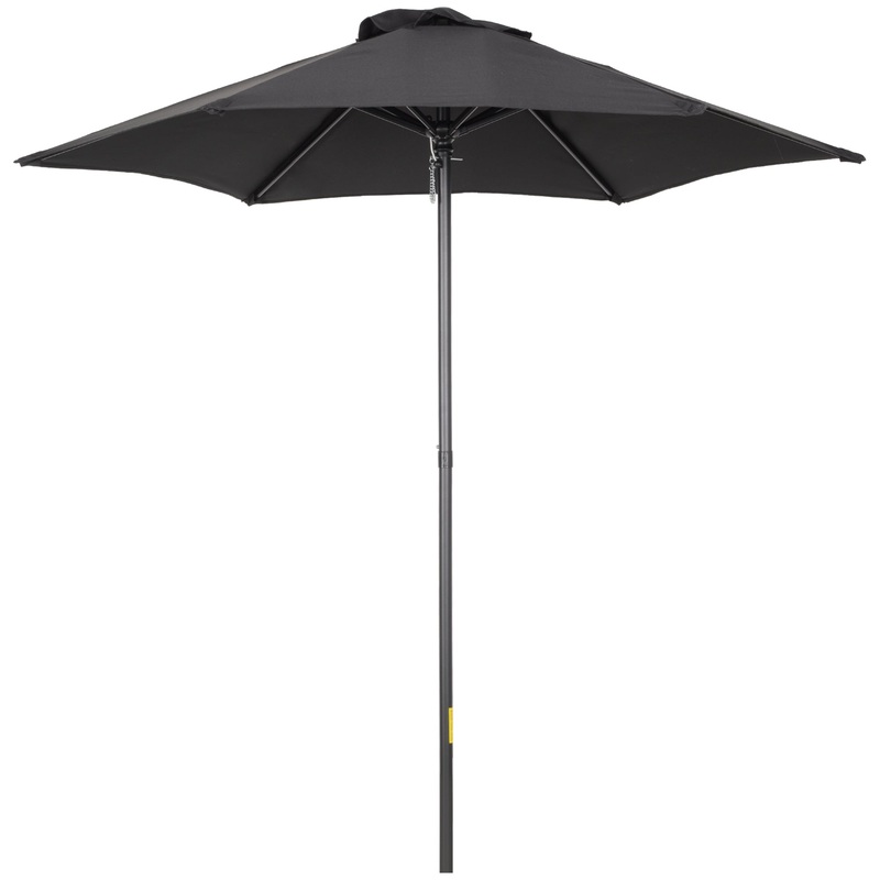 2m Aluminium Pole Garden Parasol – Black