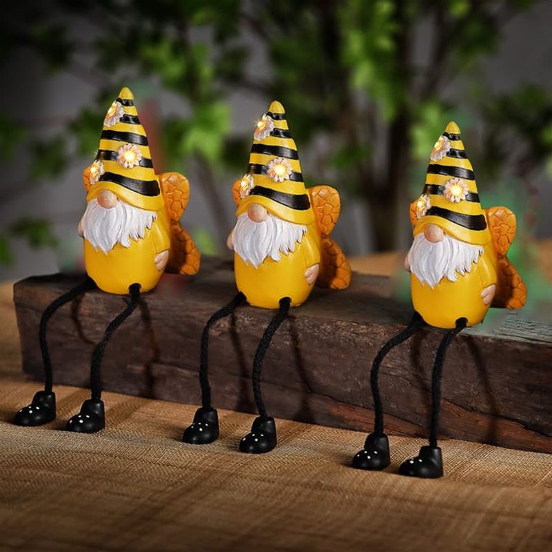 Yellow Gnome Solar Garden Light Ornament Decoration 3 Warm White LED – 13.5cm by Bright Garden