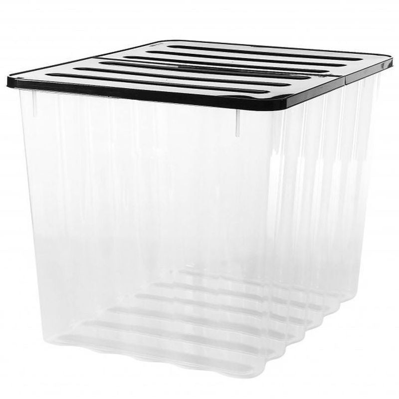 2 x Plastic Storage Boxes 110 Litres Extra Large – Clear & Black Supa Nova by Strata
