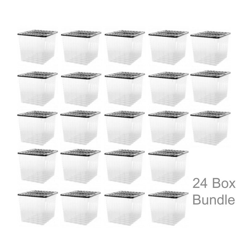 24 x Plastic Storage Boxes 110 Litres Extra Large – Clear & Black Supa Nova by Strata
