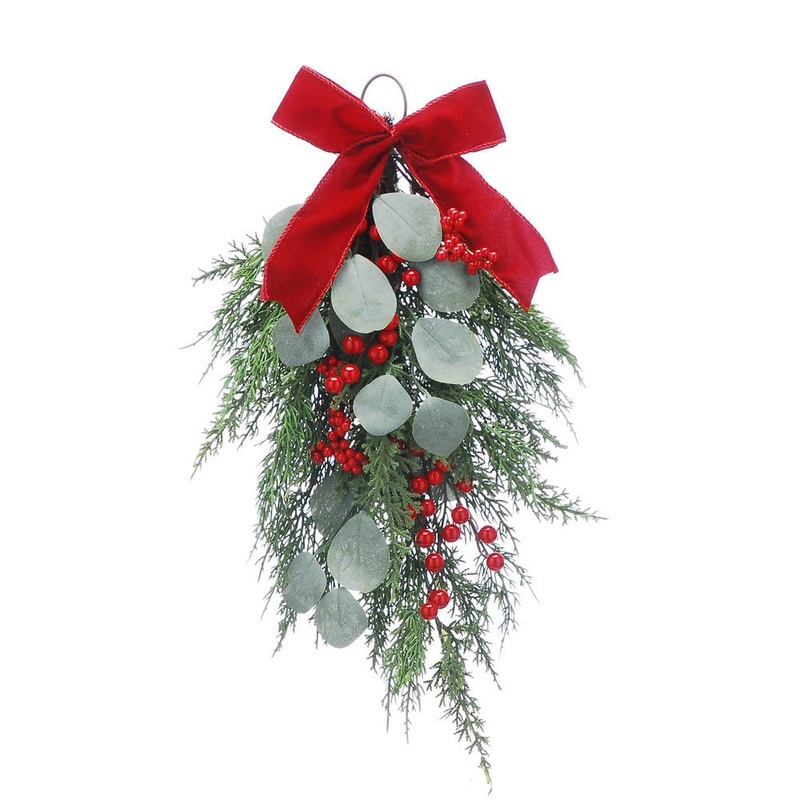 Berries & Leaves Tinsel Christmas Decoration – 50cm