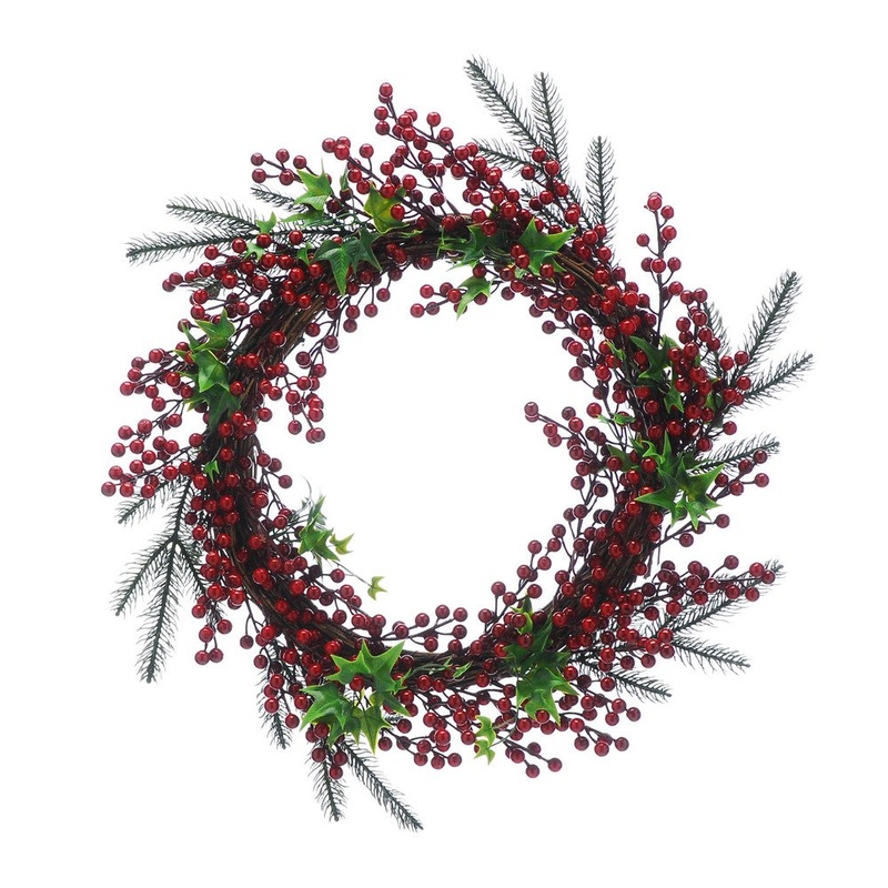 Berries & Leaves Wreath Christmas Decoration – 56cm