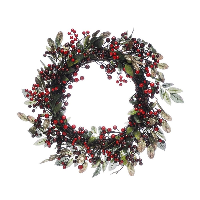 Berries & Leaves Wreath Christmas Decoration – 60cm