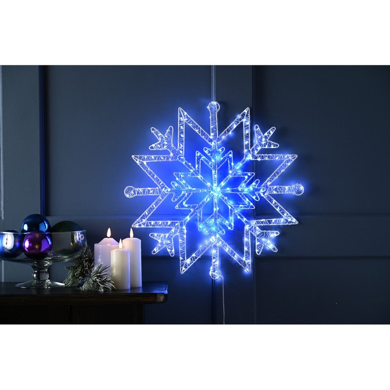Christmas Dewdrop Snowflake Light Blue & White Outdoor 260 LED – 50cm