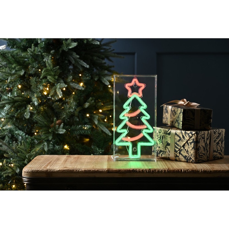 Christmas Green & Red Neon Flex Xmas Tree Sign-Usb – 30cm