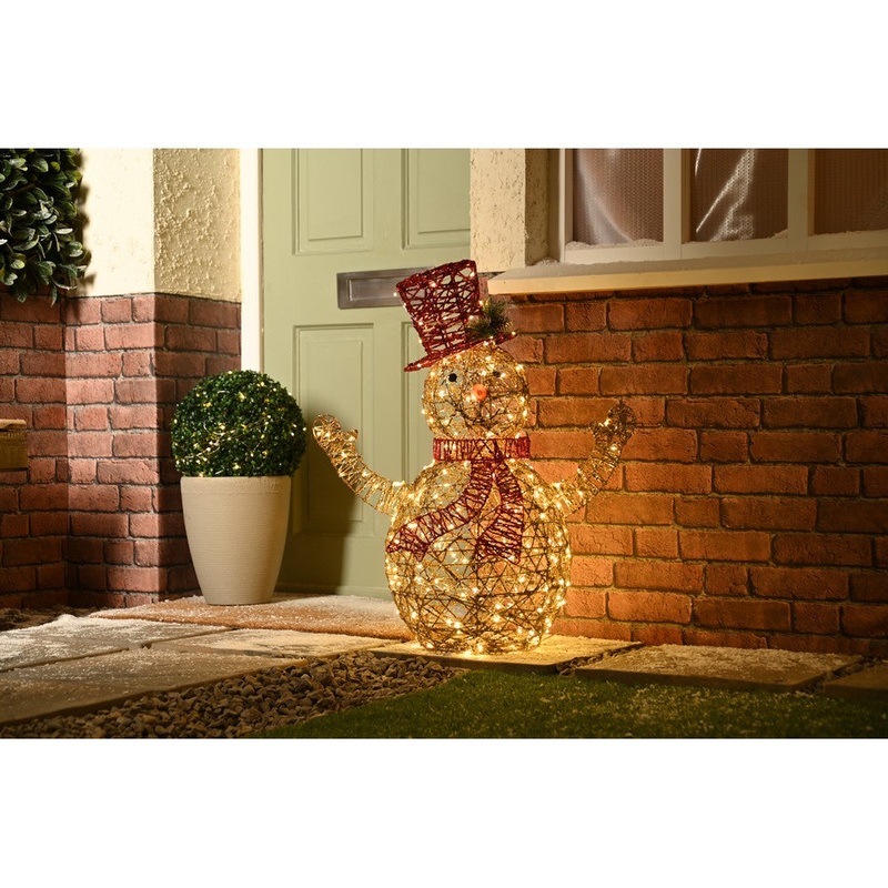 Christmas LED Christmas Plastic Rattan Snowman – 81cm