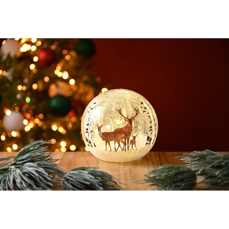 Christmas LED Christmas Reindeer Scene Crackle Ball – 3.49cm