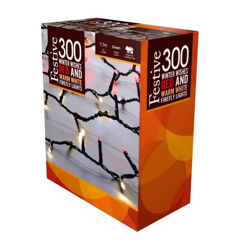 Christmas String Fairy Lights Animated Red & Orange Outdoor 300 LED – 7.77m Winter Wishes