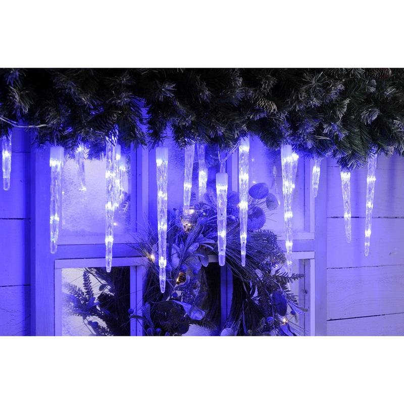 Christmas String Icicle Lights Blue & White Outdoor 72 LED – 6.9m