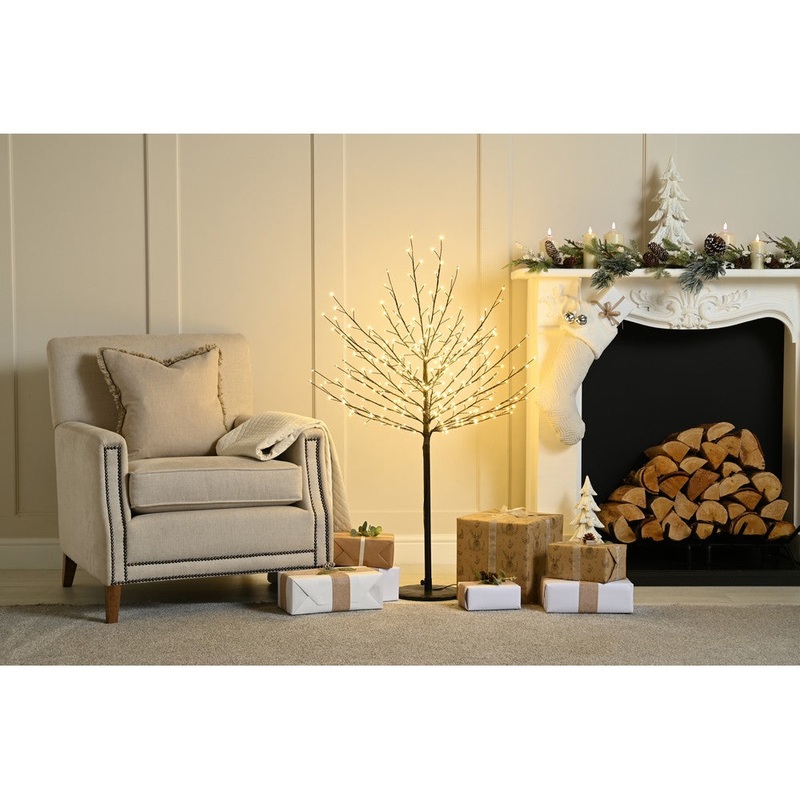 5ft Topiary Christmas Tree Light Feature Black with LED Lights Warm White Microdot